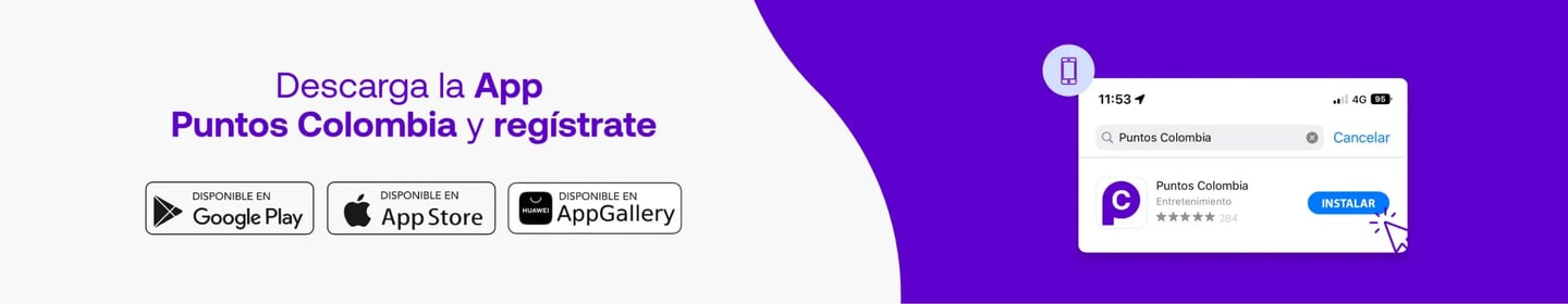 Descarga la App Puntos Colombia y regístrate