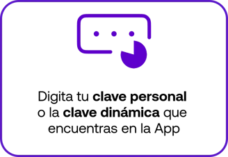 Digita tu clave personal o la clave dinámica que encuentras en la app